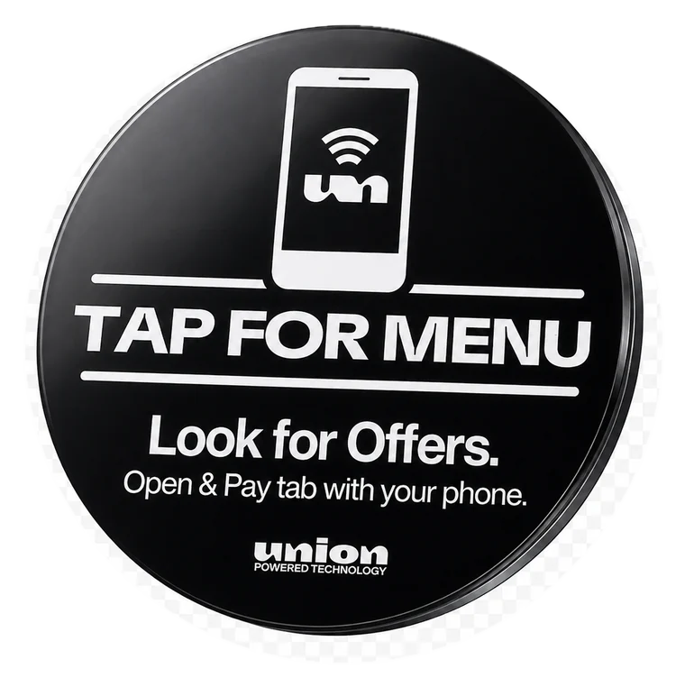 Union tap for menu acrylic puck